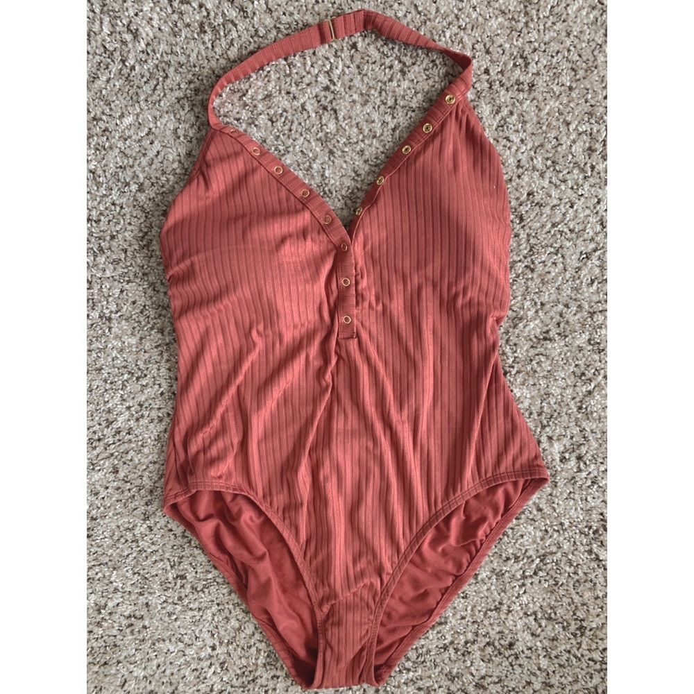 NoBo - Rust Ribbed One Piece Bathing Suit (3X)